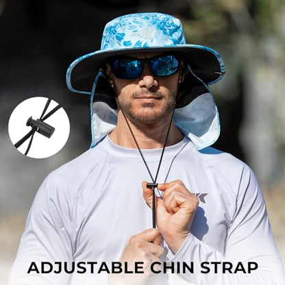 KastKing Sol Armis UPF 50 Boonie Hat - Sun Protection Hat, Fishing Hat, Beach & Hiking Hat, Paddling - color: B1: Prym1 Seafoam, size: With Neck Shield