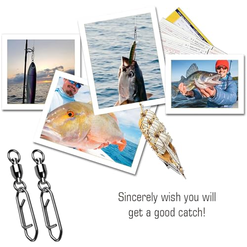 AMYSPORTS High Strength Snap Swivels Stainless Bearing Rolling Fishing Swivel Freshwater Snap Swivels Fishing Clip Steel Black Nickel - size: Size 8+XXL (221lb) 50 pcs