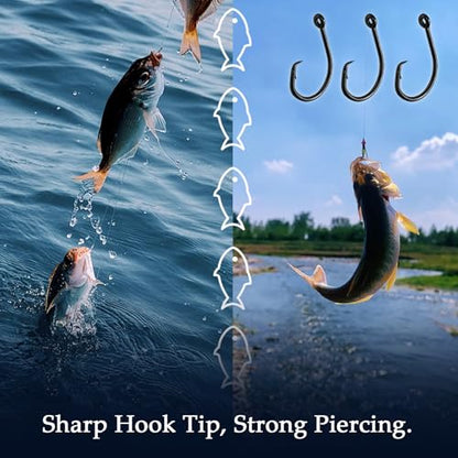 10PCS High-Carbon Steel Circle Hooks Barbed Fishing Hooks with Holes, Freshwater and Saltwater Fishing Hooks for Tuna, Catfish, Bass - size: #1