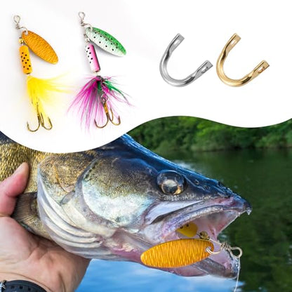 Dr.Fish 100 Pack Fishing Spinner Clevises Easy Spin Brass Clevises Spoon Spinnerbait Lure Making Supplies Spinner Parts Accessoires Freshwater - color: Brass, size: #3(1/4")