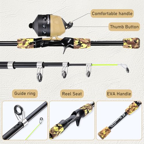 Sougayilang Kids Fishing Rod and Reel Combo,Light Weight Fishing Pole with Spincast Fishing Reel Tackle Bag Lures for Youth,Girls and Boys Good Starter Fishing Kit - color: Yellow
