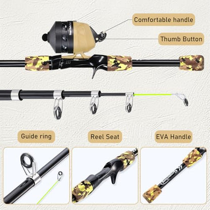 Sougayilang Kids Fishing Rod and Reel Combo,Light Weight Fishing Pole with Spincast Fishing Reel Tackle Bag Lures for Youth,Girls and Boys Good Starter Fishing Kit - color: Yellow