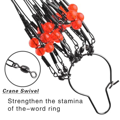 Fishing Leader Rigs Saltwater Tackle Rigs with Swivels Snaps, High Strength Wire Leaders Rigging Surf Fishing Gear Equipment for Lures Bait Hooks Catfish Walleye - color: Black Stainless Steel Leader, size: 24PCS, style: 1 Arm