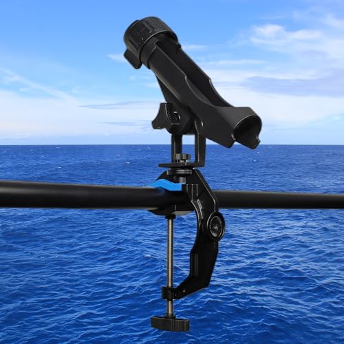 Fishing Rod Holders for Boat, Upgraded Fishing Rod Holder with Enlarge Clamp Innovative Dual-V Shaped Design Fit Round/Square Tube Boat Fishing, Fishing Gifts for Men - color: Large Clamp Holder-4 Pack
