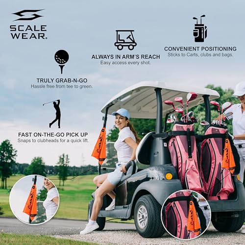 Rippit Magnetic Waffle Golf Towel – Large 16"x24" Microfiber Golf Club Ball Magnet Clip to Hang on Bag Cart Strong Premium Strength Ultra Absorbent Gear Men Gift (Rippit Orange) - color: Rippit Orange