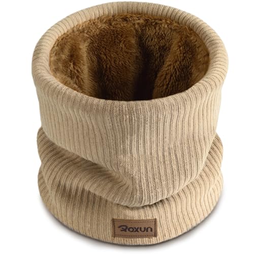 ROXUN Winter Neck Gaiter, Neck Warmer Cover Ski Gaiters for Men/Women | Soft Thick Fleece; Gentle on Skin; Stretchy Fit; Multi-function; Elegant Chic Look; Multi-color Options - color: Khaki