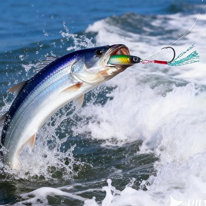 6Pcs Saltwater Fishing Lures with Box, Reflective Jigs Spoon Lure with Ultra-Sharp Treble Hooks, Ocean Salt Water Lures for Tuna, Salmon, Grouper, Snapper, Trolling & Jigging
