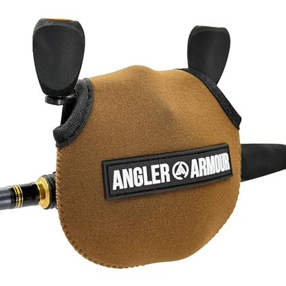Angler Armour Baitcast Reel Cover | Baitcaster Sleeve | Fishing Reel Pouch | Low Profile Baitcasting Reel Protector | Neoprene Reel Case | 50 100 200 Series Baitcast Covers - color: Marsh Brown