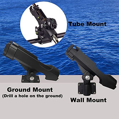 HiUmi Adjustable Black Fishing Rod Holder for Boat Kayak Swivel Side Mount Kits Tackle - color: RH40-4Pack