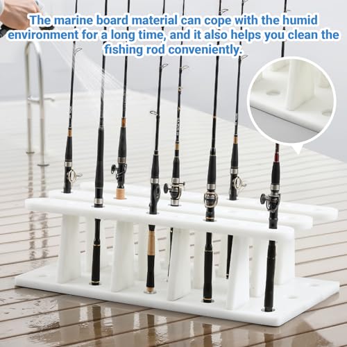 Holiday Gift for Anglers - 15-rod Summer Heavy Duty Fishing Rod Holder Rack - 28 x 14.5 x 8 Inches, Outdoor Garage Pole Mount Bi-level Design, Uv-resistant, 100% Waterproof for Boat, Garage and Dock