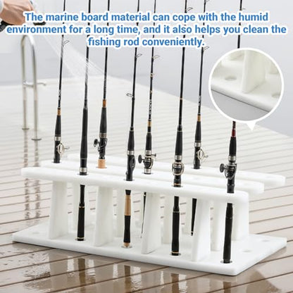 Holiday Gift for Anglers - 15-rod Summer Heavy Duty Fishing Rod Holder Rack - 28 x 14.5 x 8 Inches, Outdoor Garage Pole Mount Bi-level Design, Uv-resistant, 100% Waterproof for Boat, Garage and Dock