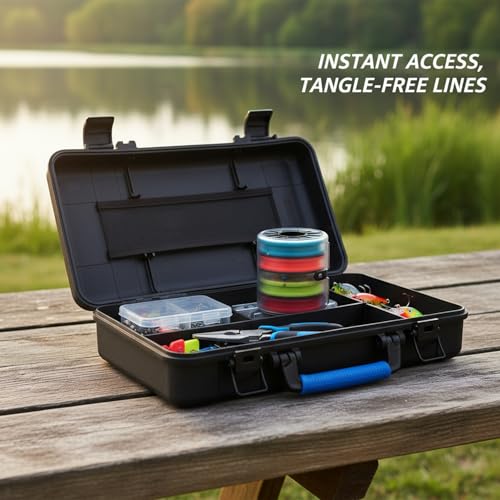 Silicone Fishing Line Spool Holder, Compact Tackle Storage Box for Braided & Mono Lines, Prevents Tangling, 4.6 Inch Case (1 Pack)