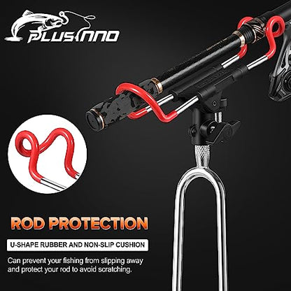 PLUSINNO Fishing Rod Holders - Upgraded 360 Degree Adjustable Fishing Pole Stand Equipment for Bank, Beach, Gift for Men - style: 2 Pack Fishing Rods Holder(long Handle)
