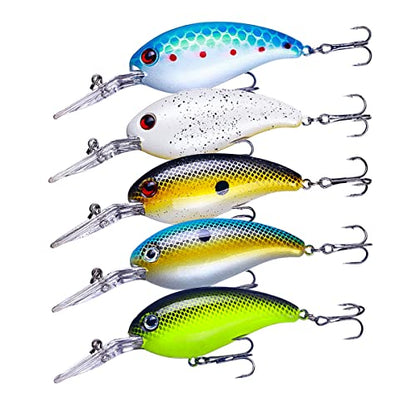 Crankbait Crank Bait Bass Fishing Lures, Square Bill Crank baits for Bass，Deep Diving Crankbaits，Fly Fishing Lures for Freshwater/Saltwater Trout Bass Snapper Walleye Crappie