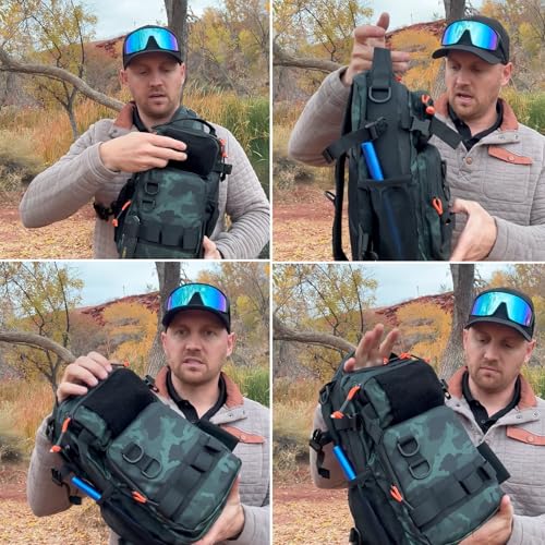 Versatile Fishing Backpack with Rod Holder and Adjustable Straps - color: Black Camouflage