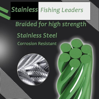 AMYSPORTS Saltwater Steel Fishing Leader Wire Stainless Swivel Fishing Leader Freshwater High Strength Wire Leader Lure Black Nickel - size: #2 (11.8in-50lb) 20pcs