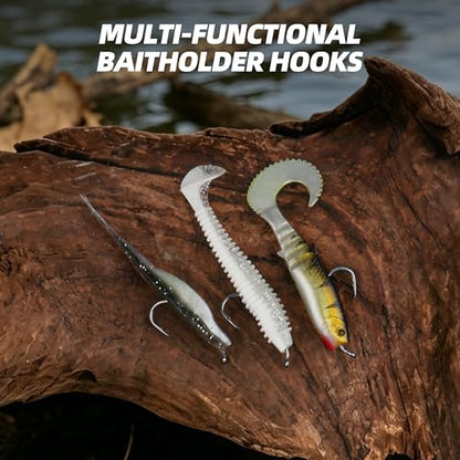 Offset Worm Hooks with Dual Barbs – High Carbon Steel Fishing Hooks for Soft Plastic Baits, Freshwater & Saltwater, 150 Count Bulk Pack with 6 Sizes & Mixed Assortment - size: 2#