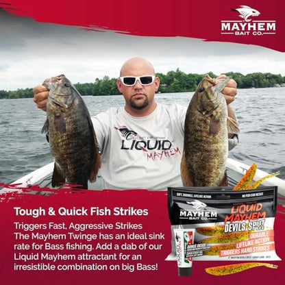 Liquid Mayhem Devils Split 4” – Soft Plastic Lures for Bass & Walleye with Fast Darting Action – Includes Bonus 10ml Attractant – 6 Baits Each Pack - size: 4" Kit - 3 Pack, style: Candy Corn