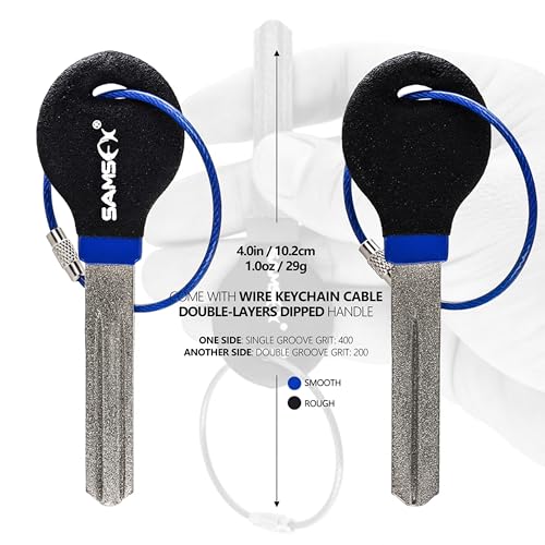 SAMSFX Fishing Hook Sharpener Hook File for Fishing Diamond File with Handle Portable Double Sided Fine and Medium Grits for Men - color: Black/Blue