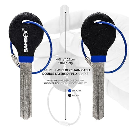 SAMSFX Fishing Hook Sharpener Hook File for Fishing Diamond File with Handle Portable Double Sided Fine and Medium Grits for Men - color: Black/Blue