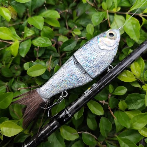 HADORAM Lure Slow Sinking Glide Bait with Fur Tail Lifelike Fishing Tackle for Trout Shad Bass Musky - color: 4.7in-3Pcs