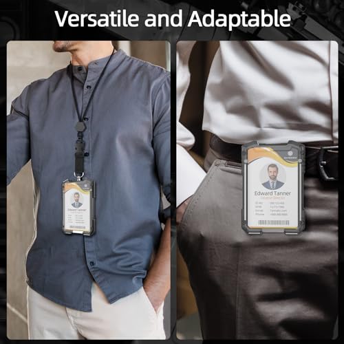 Oaridey Retractable Badge Holder with Belt Clip, Heavy Duty Retractable Keychain with Tactical ID Card Holder (Holds 6 Cards) - 31.5” Retractable Badge Reel Key Chain - style: Badge Holder with Belt Clip