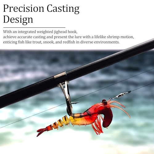 Soft Fishing Lures Shad Minnow Swimbaits, Pre-Rigged Jig Heads Paddle Tail Swim Baits for Bass, Trout, Walleye, Crappie, Sinking Jigs Bait for Saltwater Freshwater, Fishing Gifts for Men - color: C4-10 Pcs Soft Shrimp Swimbait