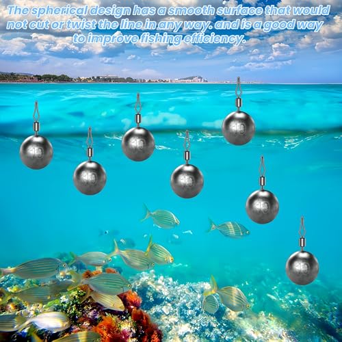 50Pcs Round Fishing Weights Sinkers Ball Fishing Weights Casting Drop Shot Sinkers Catfishing Sinkers Lead Weights Sinkers with Barrel Swivels for Saltwater Freshwater Fishing-(3.5-10g) - size: 3/8oz(10g)-40 Pack
