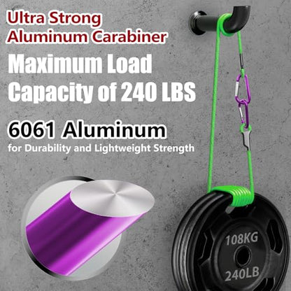 sprookber 4" & 5" Extra Large Aluminum Carabiner D Ring, Caribeener Clips, Spring Snap Hook for Keychain Clip, Set of 4 - color: purple-4", size: 4 inch