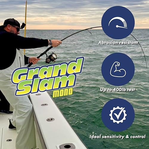 HI-SEAS Grand Slam Monofilament Fishing Line - Strong & Abrasion Resistant in Clear, Pink, Green, Smoke Blue, Fluorescent Yellow Freshwater & Saltwater – Quarter Pound Spool - color: Green, style: 8 Lb Test, 0.27 Mm Dia, 1830 Yd