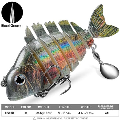 Crankbait Fishing Lure Pike Muskie Lures Lifelike Multi Jointed Swimbait Segement Hard Minnow Bait Treble Hook - color: HS078DEF-3pcs/set