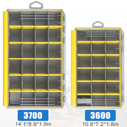 Fishing Tackle Box, Waterproof 3600 3700 Plastic Tackle Box Organizer with Removable Dividers, Fishing Gear Lures Tackle Storage Trays Gifts for Men (3600+3700) - color: 3600*1+3700*1