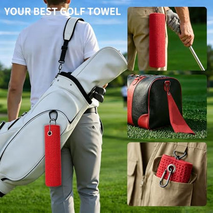 Fishing Towel with Clip,16" X 16",Waffle Pattern Effective Cleaning of Fishing Gear Accessories,Microfiber Absorbent Camping Towel for Men,Hiking Towel,Golf Towel,Red - color: Red