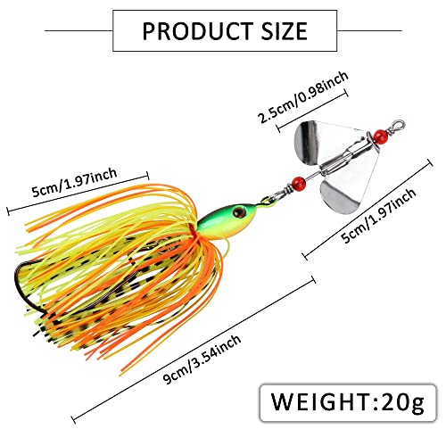 6PCS Bass Spinner Baits Buzz Bait Hard Metal Fishing Jigs for Bass Trout Pike Salmon Multi-Color Spoon Spinner Bait Saltwater Freshwater - color: A - 6PCS
