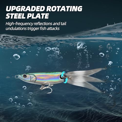 Tail Spinner Jigging Spoons – 3PCS Hard Baits, 3 Unique Styles – Sinking Vibration Bait for Bass, Pike, Trout – Freshwater & Saltwater Fishing Lure Set