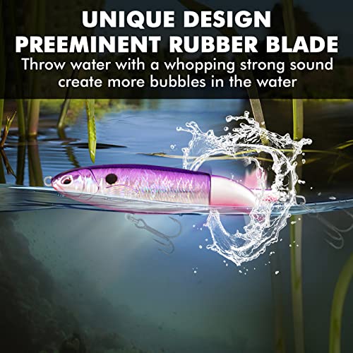 TRUSCEND Popobait Easy Catch Fishing Lures with BKK Hooks, Instant Startup, Longer Cast, Balanced Spray/Sound/Swim, Plopper Topwater Lures for Bass, Trout, Pike, Walleye, Freshwater Saltwater Fishing - color: D1-4.3",0.56oz