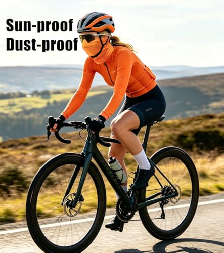 Fishing Neck Gaiter, Sun Protection Face Mask, Cooling Neck Shield Scarf Cycling Balaclava Bandana for Men and Women - color: Black+white+orange+neon Yellow