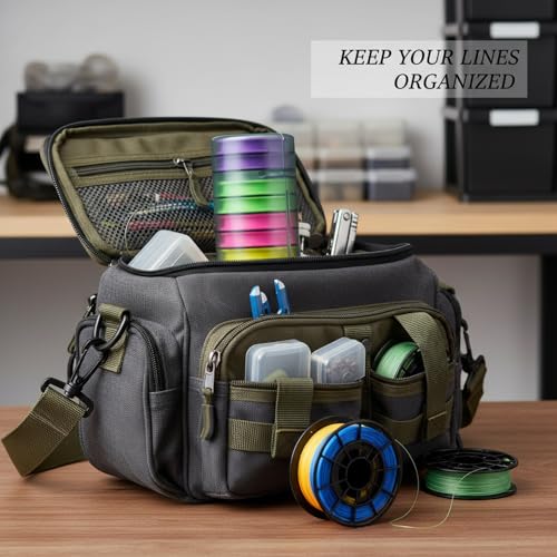 Fishing Line Spool Organizer Box, Durable PP Plastic Storage Case with Silicone Holders for Braid, Mono, and Fluoro Spools - size: 6.1 x 2.44 x 6.1 in