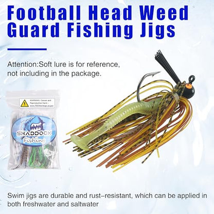 Bass Weedless Fishing Jigs Set, Bass Fishing Lures with Weed Guard Silicone Skirts Rubber Flipping Jigs Swim Jig Kit Skipping Jig for Bass Fishing - style: 6pcs