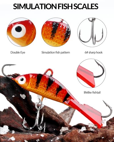 THKFISH Ice Fishing Lures Ice Fishing Jigs Ice Fishing Gear Hard Fishing Lures and Jigs Walleye Ice Fishing Kit Crappie Panfish Pike Jigs,14/26/40PCS - color: C-14PCS