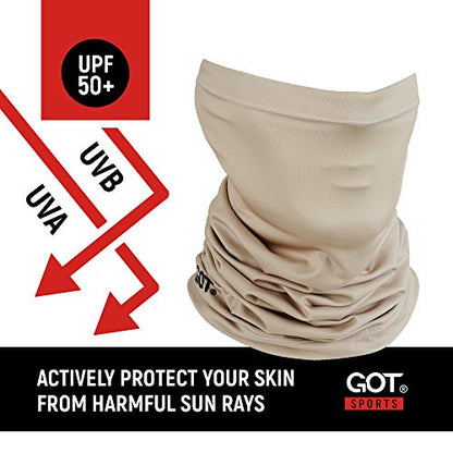 UPF 50+ Fishing Neck Gaiter - UV Face Mask Sun Protection for Men Women | Moisture-Wicking, Quick-Drying, Built-in SPF, UVA/UVB Blocking, Hunting Camo Design, Versatile Headwear - color: Desert Sand