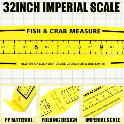 VioraWhite 2 Pcs Fish Measuring Board - 32in/80cm Folding Fishing Ruler Fishing Measurement Ruler Crab Measuring Tool Lightweight Bump Board for Boat Kayak (32" Imperial Scale) - style: 32" Imperial Scale