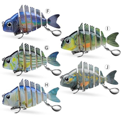 Crankbait Fishing Lure Pike Muskie Lures Lifelike Multi Jointed Swimbait Segement Hard Minnow Bait Treble Hook - color: HS078FGHIJ-5pcs/set