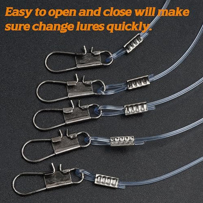 Fishing Leader Rigs Saltwater Tackle Rigs with Swivels Snaps, High Strength Wire Leaders Rigging Surf Fishing Gear Equipment for Lures Bait Hooks Catfish Walleye - color: Blue Nylon Leader, size: 12PCS, style: 2 Arm