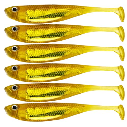 QualyQualy Soft Plastic Swimbait Paddle Tail Shad Lure Soft Bass Shad Bait Minnow Paddle Tail Swim Bait for Bass Trout Walleye Crappie - 2.75in, 3.14in, 3.94in, 5in - color: 2#, size: 2.75in - 6Pcs