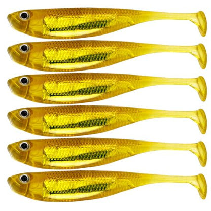 QualyQualy Soft Plastic Swimbait Paddle Tail Shad Lure Soft Bass Shad Bait Minnow Paddle Tail Swim Bait for Bass Trout Walleye Crappie - 2.75in, 3.14in, 3.94in, 5in - color: 2#, size: 3.14in - 6Pcs