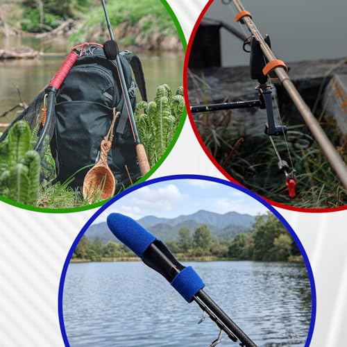 12 Pcs Fishing Rod Accessory Kit Including Elastic Rod Straps Silicone Rods Holders Rods Tip Covers Protective Organizing Tools for Fishing Gear