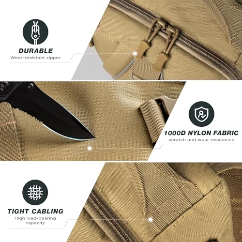 Ghosthorn Fishing Backpack with Tackle Boxes Fish Lip Gripper Pliers Lures Waterproof Tackle Bag with Rod Holder Fishing Gear - color: Khaki, size: Standard