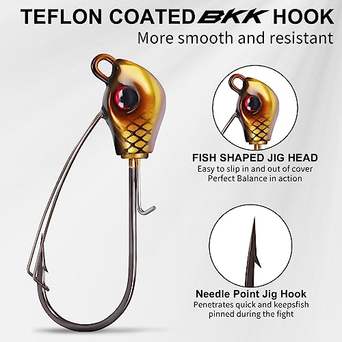 TRUSCEND Jigs Fishing Lures with Ultra Smooth Teflon Hook, Tour Grade Titanium Weed Guard Swim Jigs, Valuable Weedless Skirted Jig, Well-Made Lures for Crappie Bass Trout, Freshwater Fishing Gear - color: A1-3/8oz