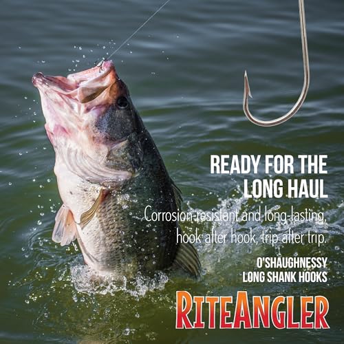 Rite Angler O'Shaughnessy Long Shank Hooks 50-Pack for Inshore and Offshore Fishing, Trolling in Saltwater and Freshwater, Assorted Sizes #2, 1, 1/0, 2/0, 3/0, 4/0, 5/0, 6/0, 7/0, 8/0, 9/0, 10/0 - size: 3/0